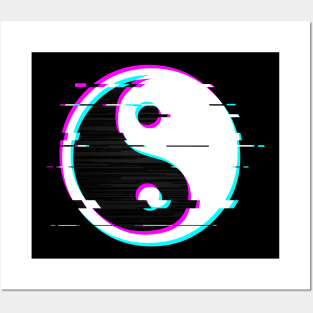 yin yang glitch Posters and Art